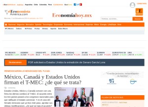 How economiahoy.mx looks like on a tablet such as an iPad.