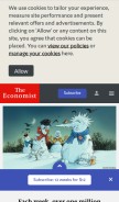 How economist.com looks like on a mobile device such as an iPhone.