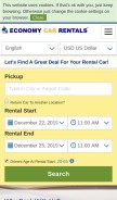How economycarrentals.com looks like on a mobile device such as an iPhone.
