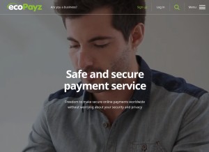 How ecopayz.com looks like on a tablet such as an iPad.