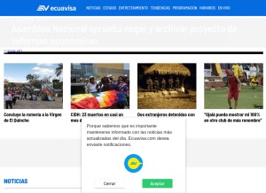 How ecuavisa.com looks like on a tablet such as an iPad.