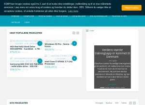How edbpriser.dk looks like on a tablet such as an iPad.