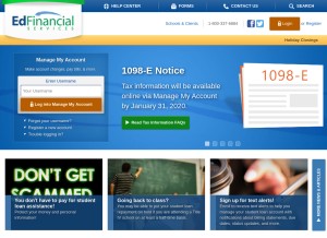 How edfinancial.com looks like on a tablet such as an iPad.