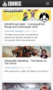 How edhrec.com looks like on a mobile device such as an iPhone.