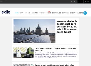How edie.net looks like on a tablet such as an iPad.