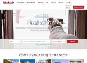 How edinarealty.com looks like on a tablet such as an iPad.