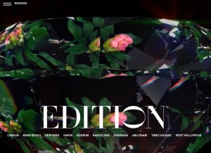 How editionhotels.com looks like on a tablet such as an iPad.