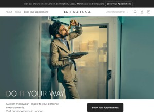 How editsuits.com looks like on a tablet such as an iPad.