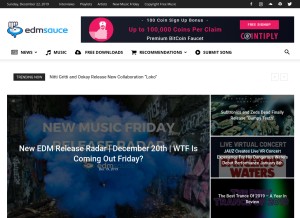How edmsauce.com looks like on a tablet such as an iPad.