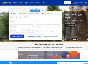 How edreams.com looks like on a tablet such as an iPad.