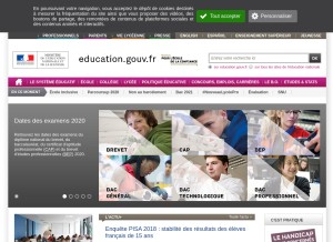 How education.fr looks like on a tablet such as an iPad.