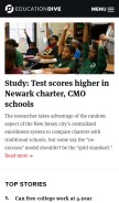 How educationdive.com looks like on a mobile device such as an iPhone.