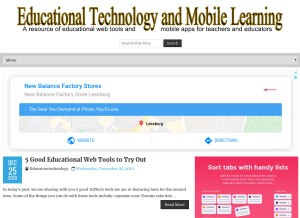 How educatorstechnology.com looks like on a tablet such as an iPad.