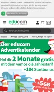 How educom.at looks like on a mobile device such as an iPhone.