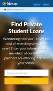 How edvisors.com looks like on a mobile device such as an iPhone.