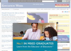 How edweek.org looks like on a tablet such as an iPad.