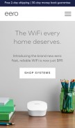 How eero.com looks like on a mobile device such as an iPhone.