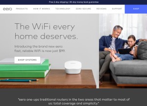 How eero.com looks like on a tablet such as an iPad.