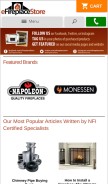 How efireplacestore.com looks like on a mobile device such as an iPhone.