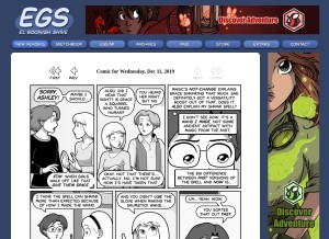 How egscomics.com looks like on a tablet such as an iPad.
