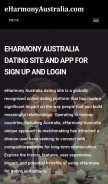 How eharmonyaustralia.com looks like on a mobile device such as an iPhone.