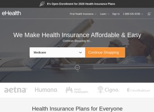 How ehealthinsurance.com looks like on a tablet such as an iPad.