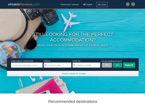 How ehotelsreviews.com looks like on a tablet such as an iPad.