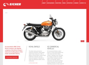How eicher.in looks like on a tablet such as an iPad.