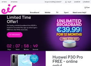 How eir.ie looks like on a tablet such as an iPad.