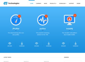 How ej-technologies.com looks like on a tablet such as an iPad.