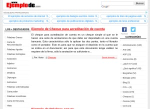 How ejemplode.com looks like on a tablet such as an iPad.