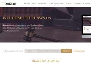 How elaws.us looks like on a tablet such as an iPad.