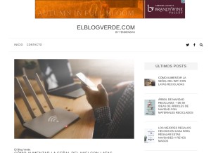 How elblogverde.com looks like on a tablet such as an iPad.