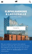 How elbphilharmonie.de looks like on a mobile device such as an iPhone.