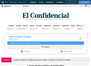 How elconfidencial.com looks like on a tablet such as an iPad.