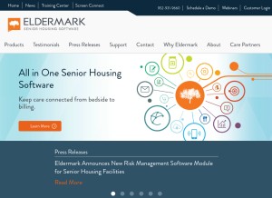How eldermark.com looks like on a tablet such as an iPad.