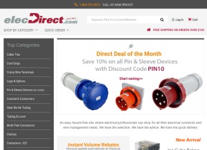 How elecdirect.com looks like on a tablet such as an iPad.