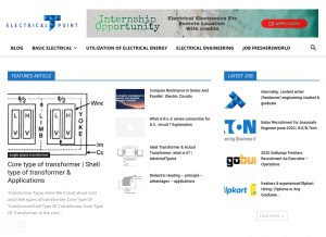How electricaltpoint.com looks like on a tablet such as an iPad.