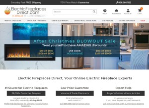 How electricfireplacesdirect.com looks like on a tablet such as an iPad.