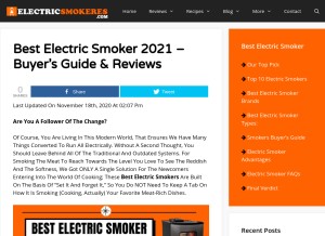 How electricsmokeres.com looks like on a tablet such as an iPad.