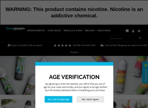 How electrictobacconist.com looks like on a tablet such as an iPad.