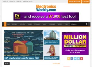 How electronicsweekly.com looks like on a tablet such as an iPad.