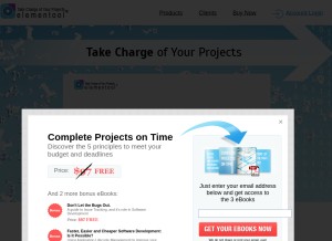 How elementool.com looks like on a tablet such as an iPad.