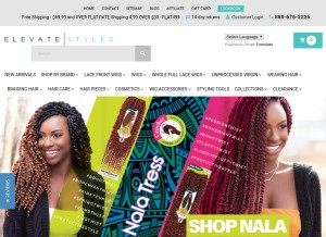 How elevatestyles.com looks like on a tablet such as an iPad.