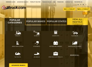 How eliftruck.com looks like on a tablet such as an iPad.