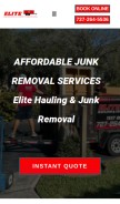 How elitehaulingandjunkremoval.com looks like on a mobile device such as an iPhone.