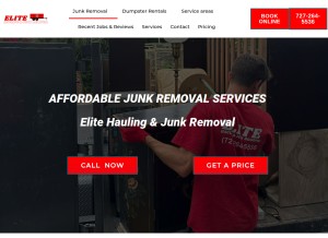 How elitehaulingandjunkremoval.com looks like on a tablet such as an iPad.