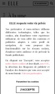 How elle.fr looks like on a mobile device such as an iPhone.