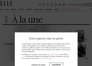 How elle.fr looks like on a tablet such as an iPad.