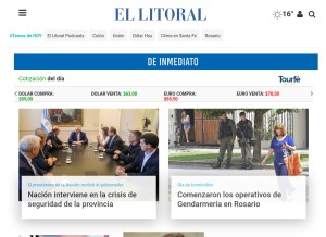 How ellitoral.com looks like on a tablet such as an iPad.